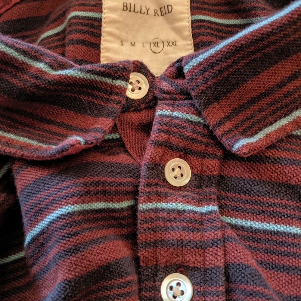 Billy Reid striped pique polo XL
